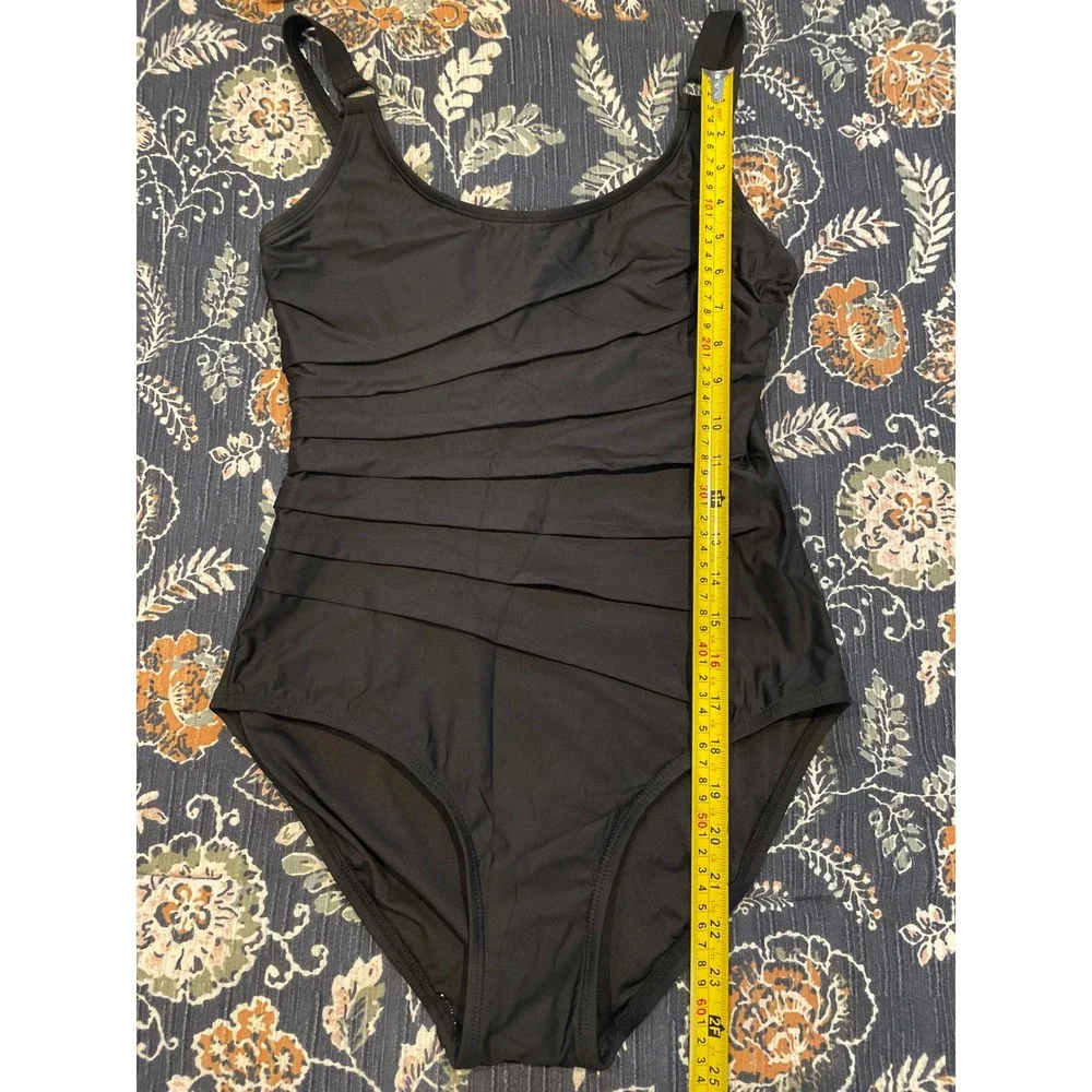 DKNY Black‎ Ruched One Piece Swimsuit Women's Size M - Picture 12 of 16
